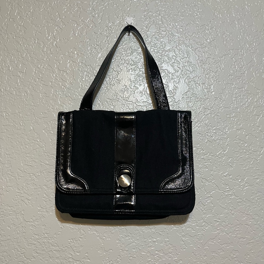 Vintage Hobo International Black Fabric/Patent Leather Purse